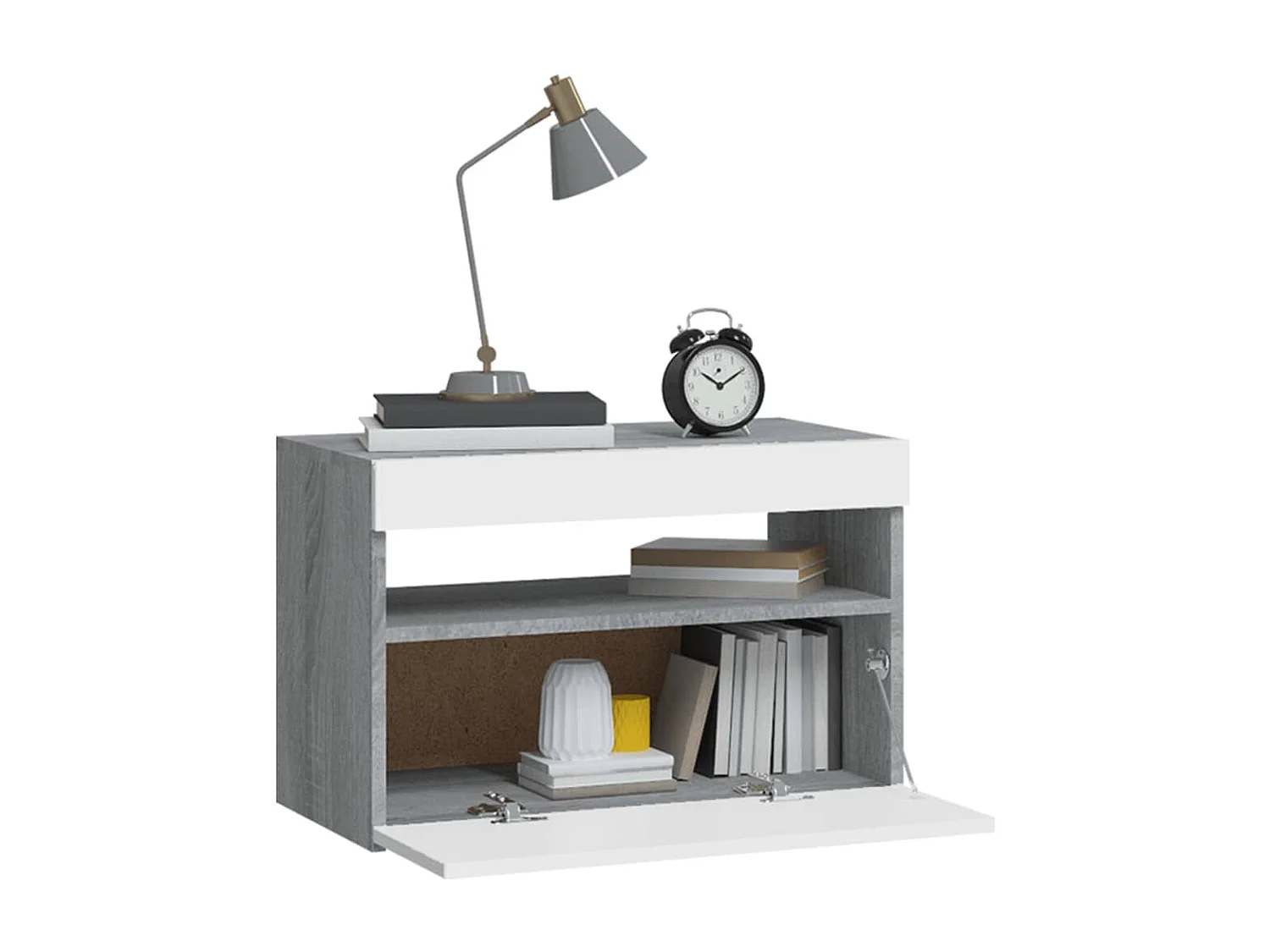 Table de chevet avec lumières LED Sonoma gris 60x35x40