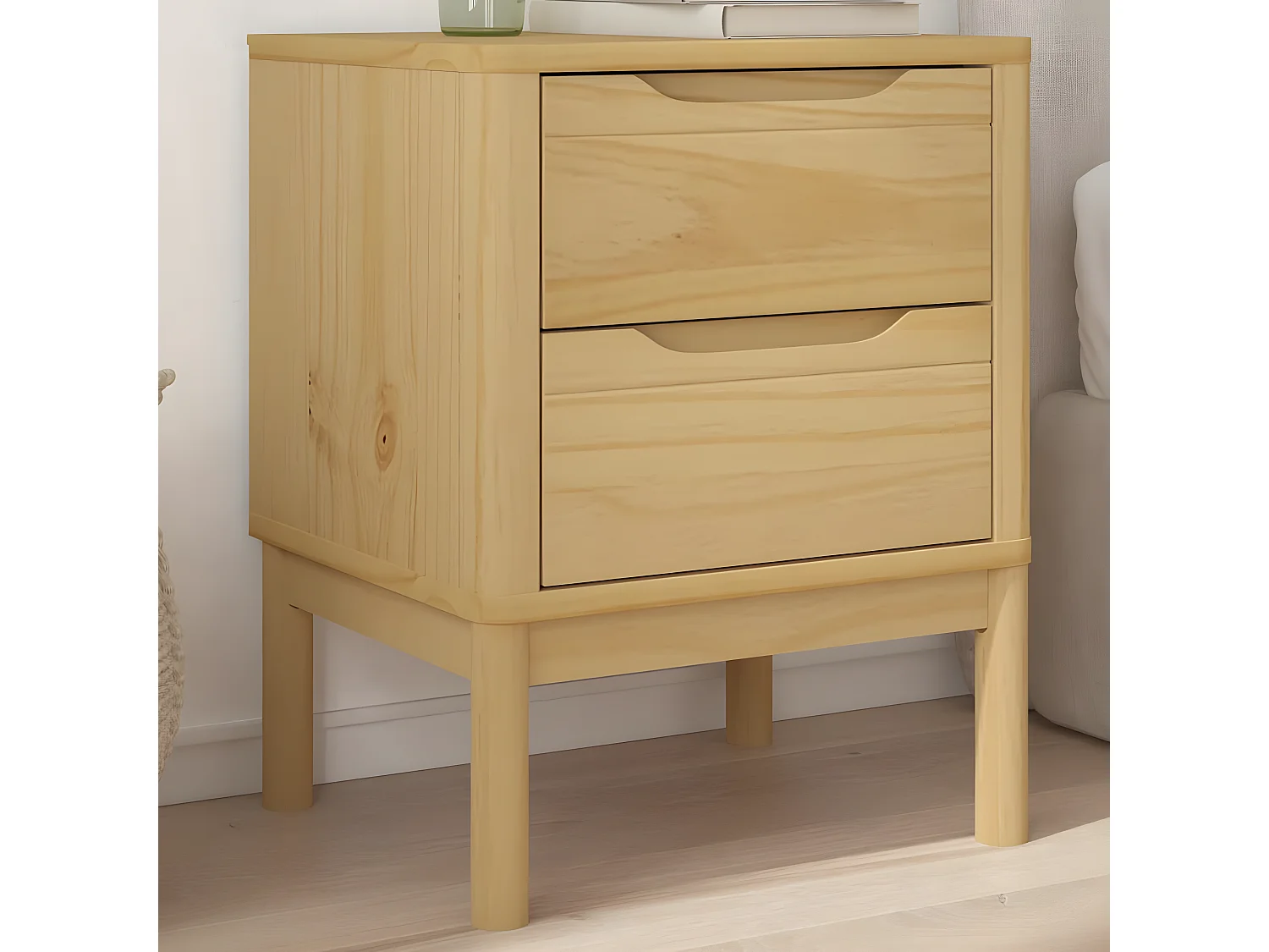 Table de chevet FLORO cire marron 45x39x57 bois de pin massif