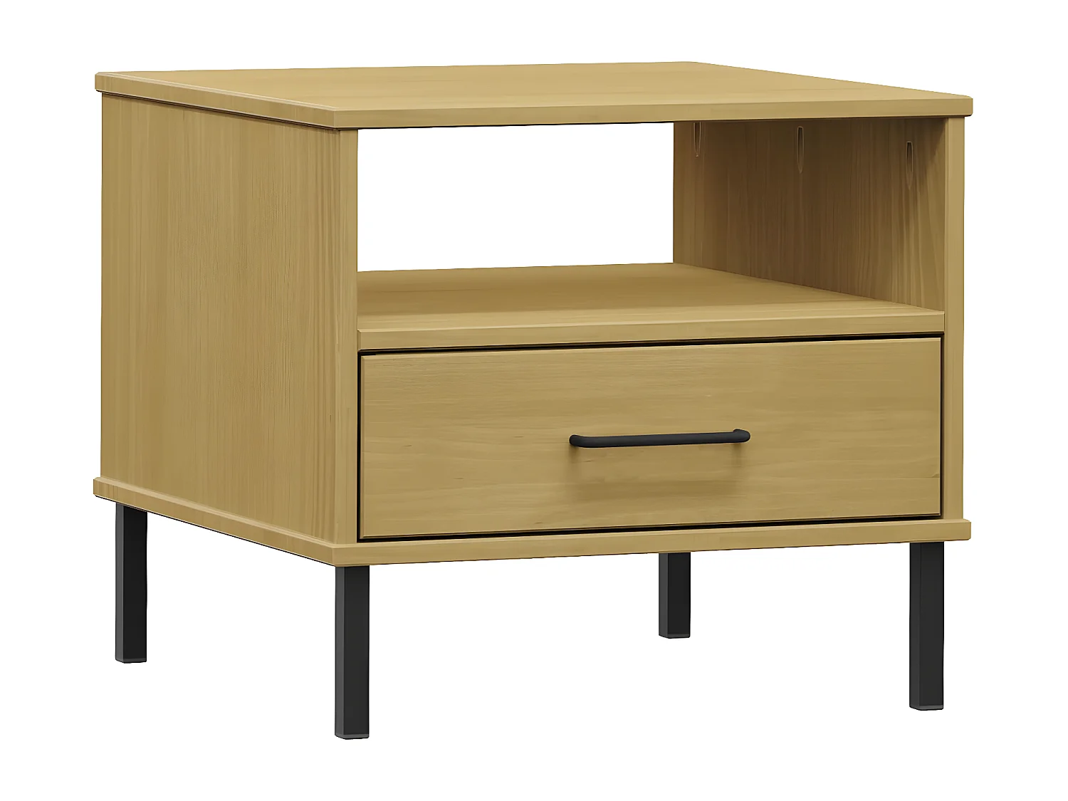 Table de chevet avec pieds en métal Marron Bois pin massif OSLO