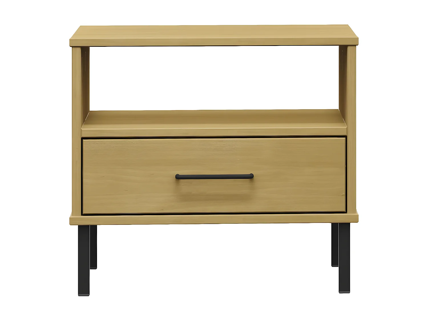 Table de chevet avec pieds en métal Marron Bois pin massif OSLO