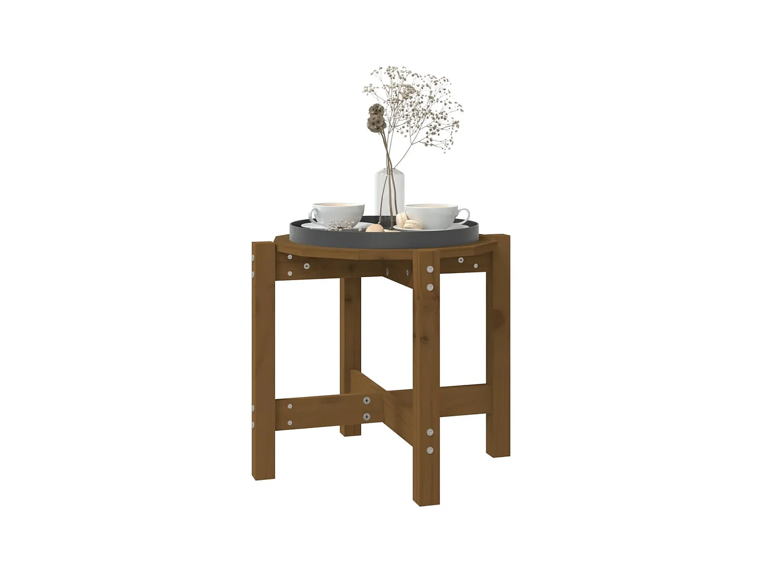 Table basse Marron miel Ø 52,5x45 Bois massif de pin