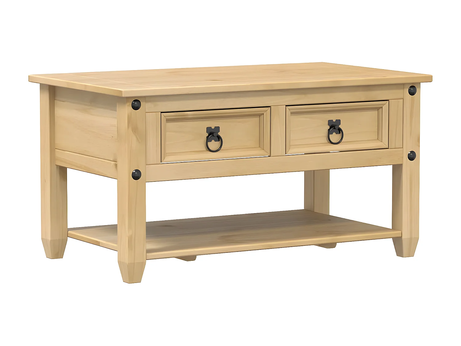 Table basse avec tiroirs Corona 85x50x45 bois de pin massif