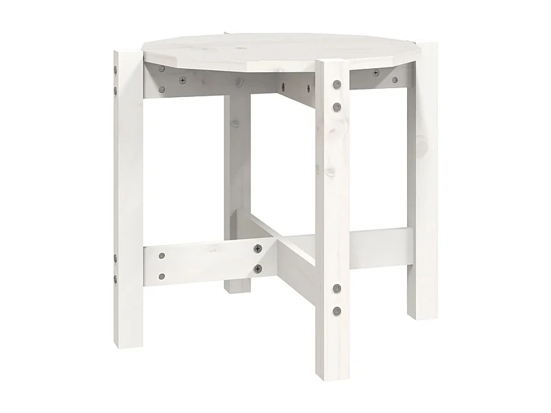 Table basse Blanc Ø 52,5x45 Bois massif de pin