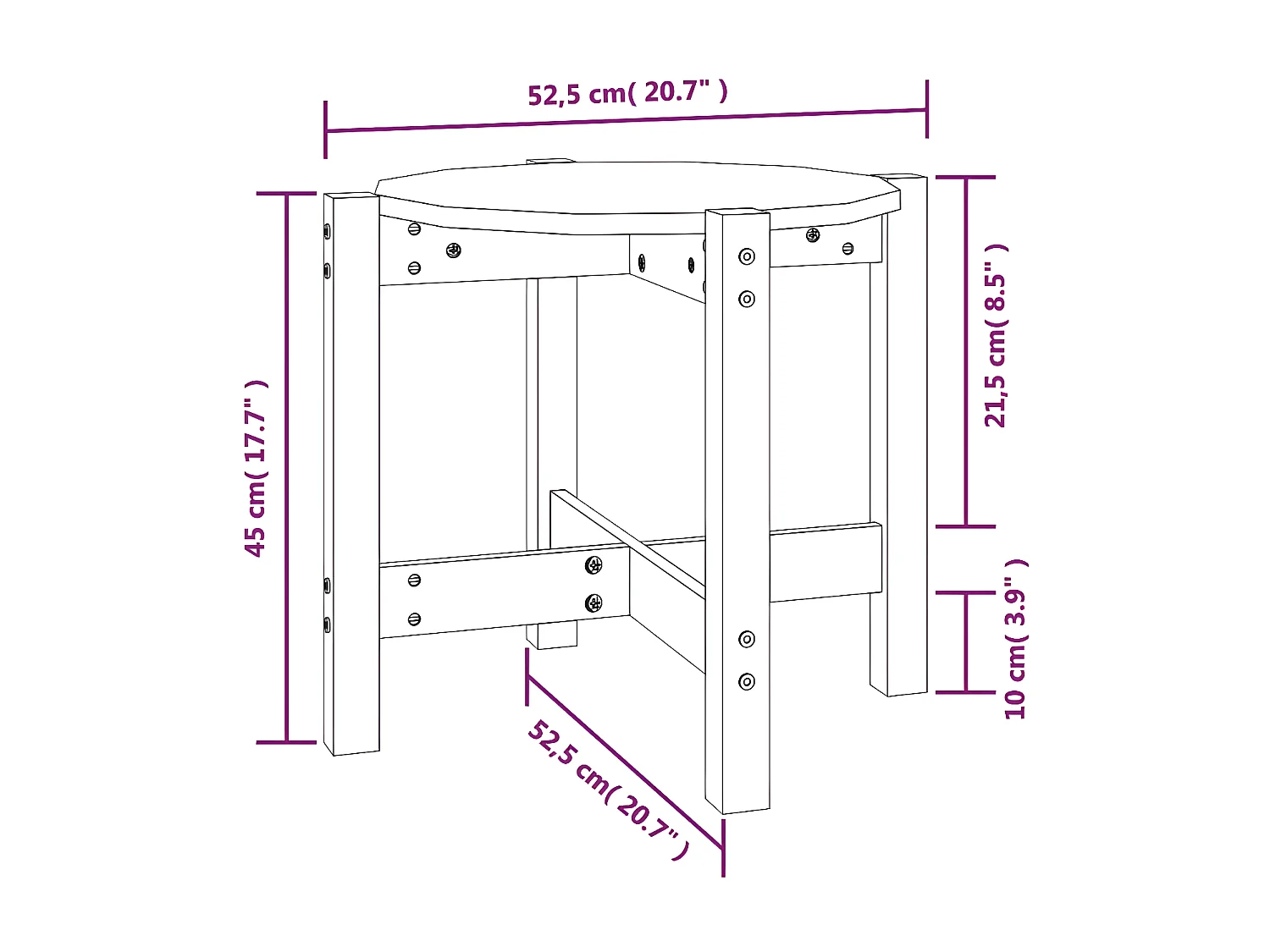 Table basse Blanc Ø 52,5x45 Bois massif de pin
