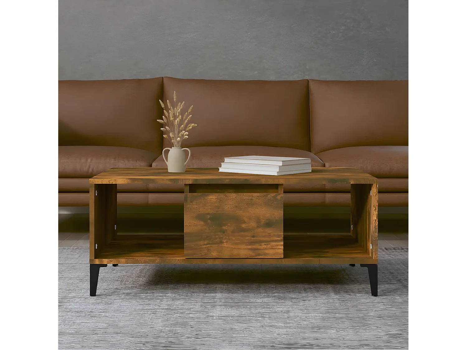 Table basse Chêne fumé 90x50x36,5 Bois d'ingénierie