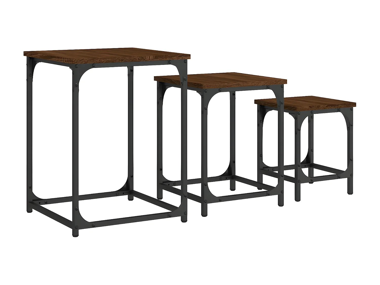 Tables basses gigognes 3 pcs chêne marron bois d'ingénierie