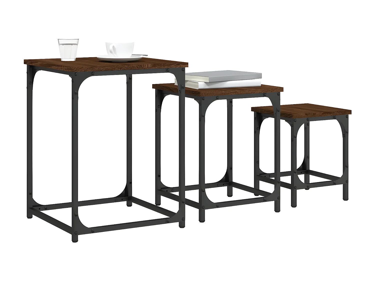 Tables basses gigognes 3 pcs chêne marron bois d'ingénierie