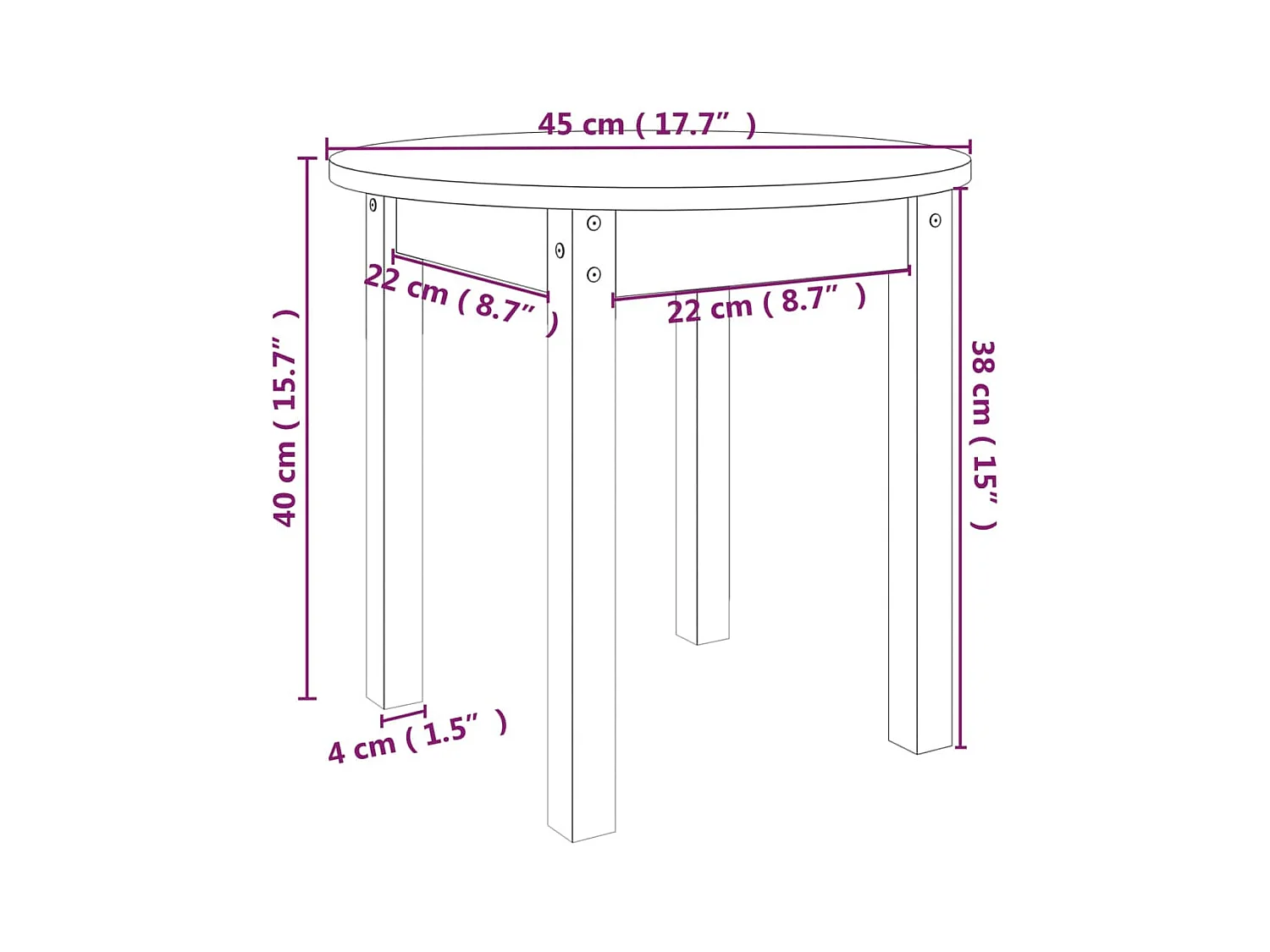 Salontafel Ø 45x40 cm massief grenenhout