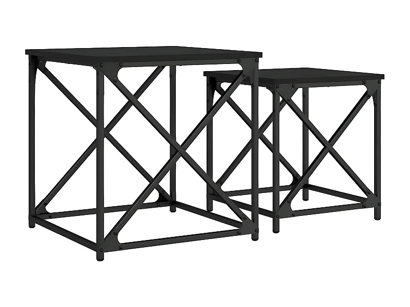 Tables basses gigognes 2 pcs noir bois d'ingénierie