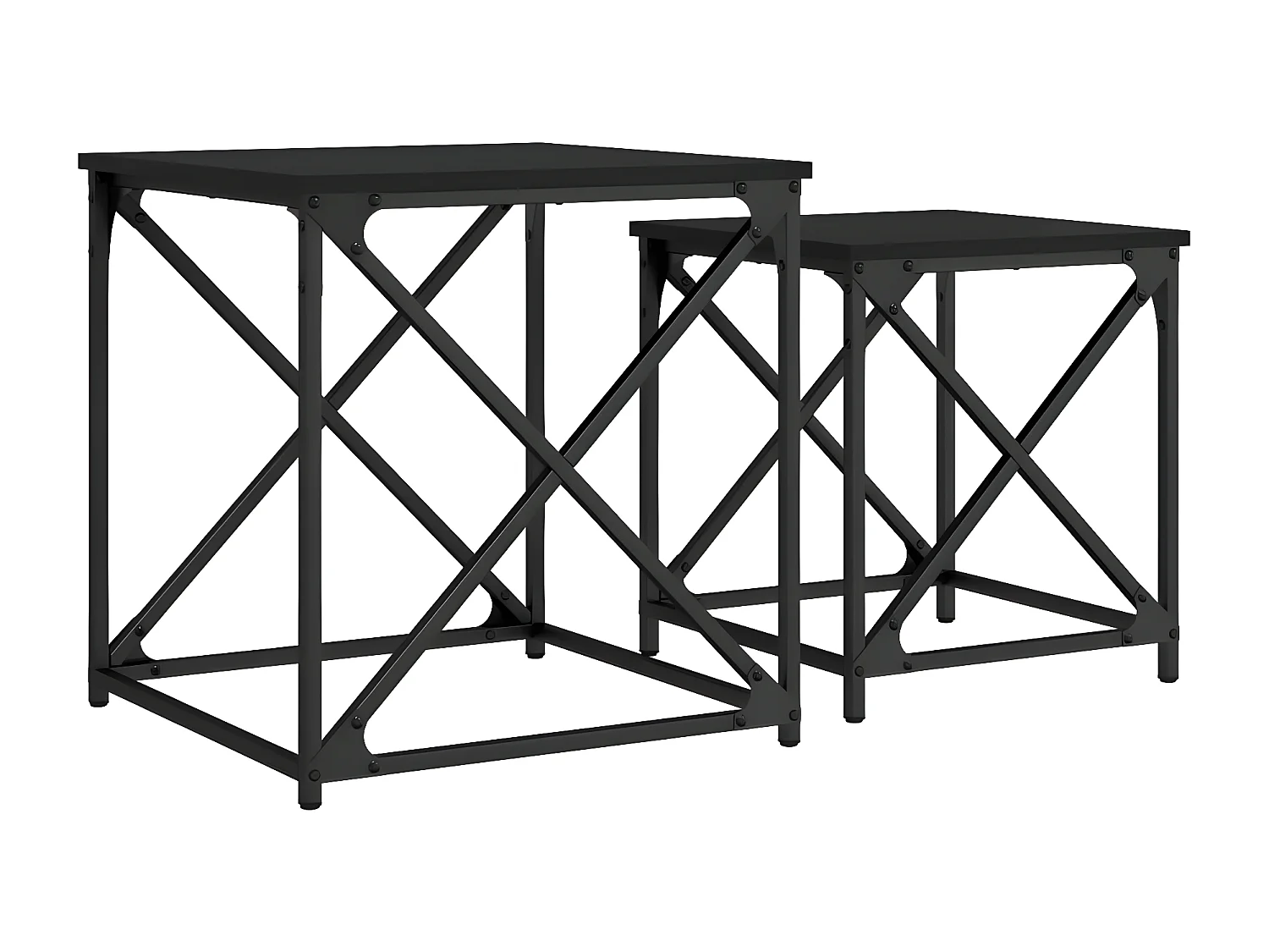 Tables basses gigognes 2 pcs noir bois d'ingénierie