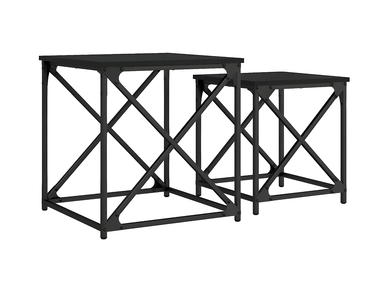 Tables basses gigognes 2 pcs noir bois d'ingénierie