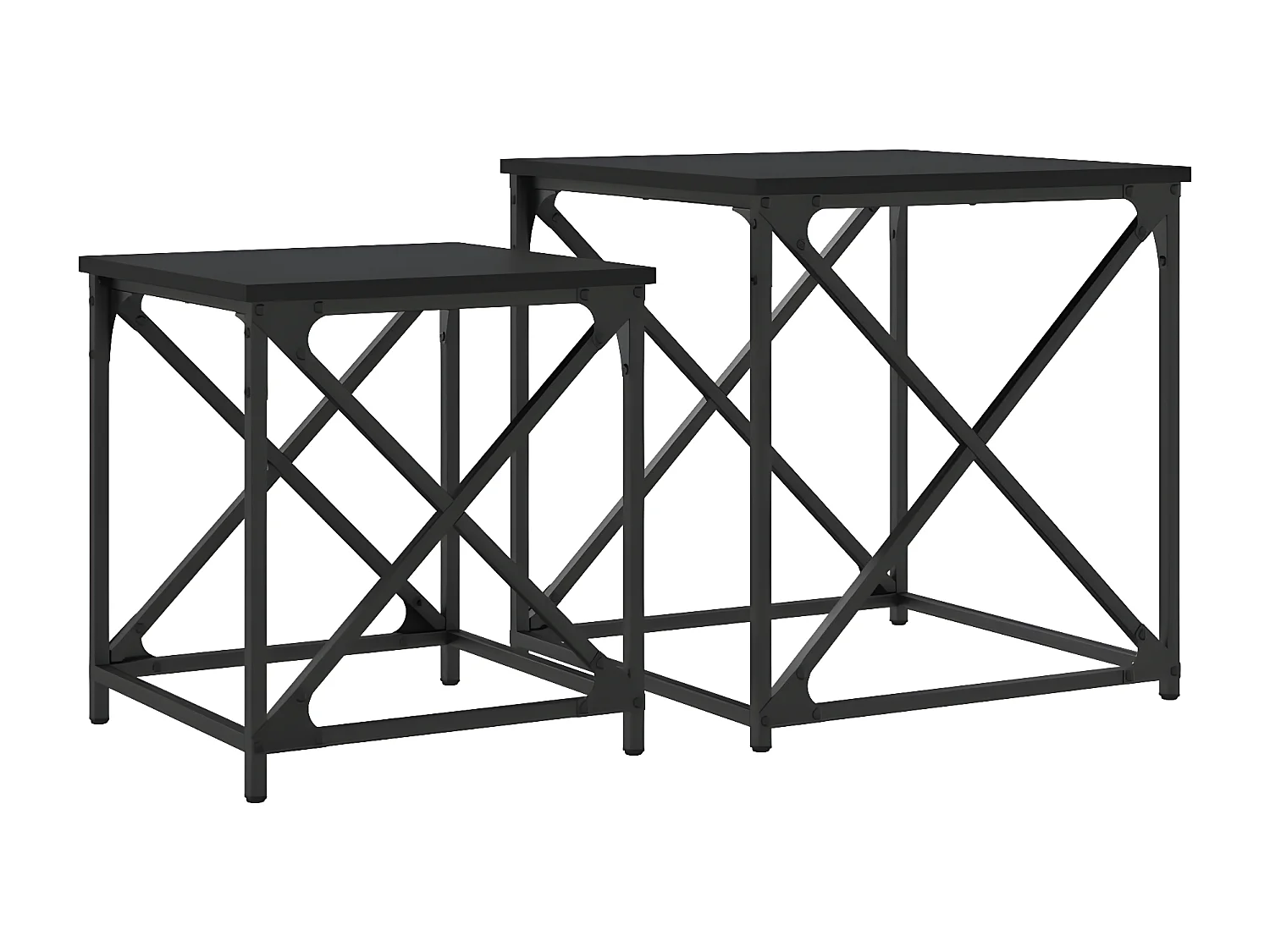 Tables basses gigognes 2 pcs noir bois d'ingénierie