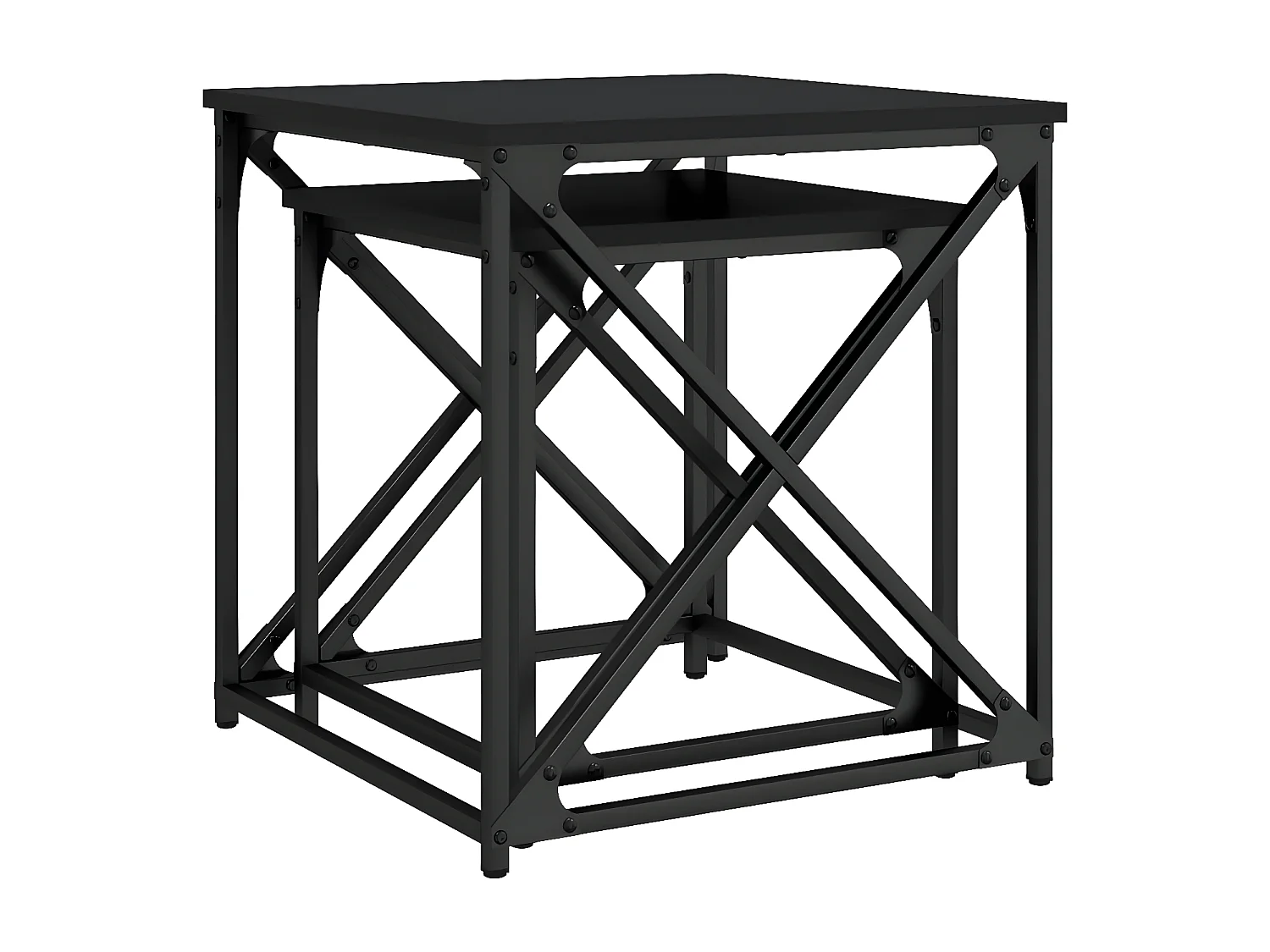 Tables basses gigognes 2 pcs noir bois d'ingénierie