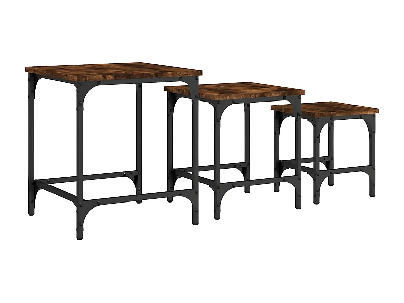 Tables basses gigognes 3 pcs chêne fumé bois d'ingénierie