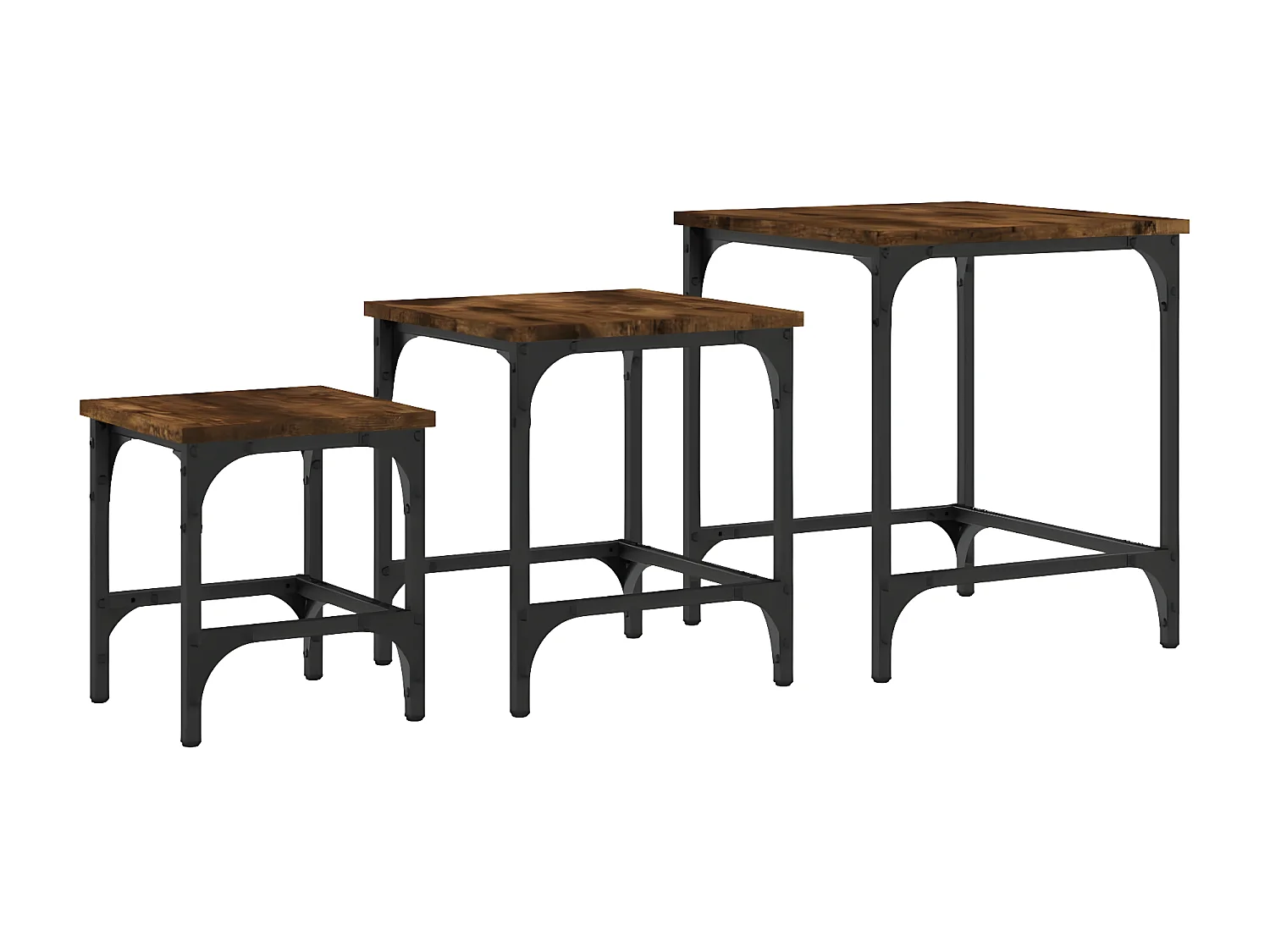 Tables basses gigognes 3 pcs chêne fumé bois d'ingénierie