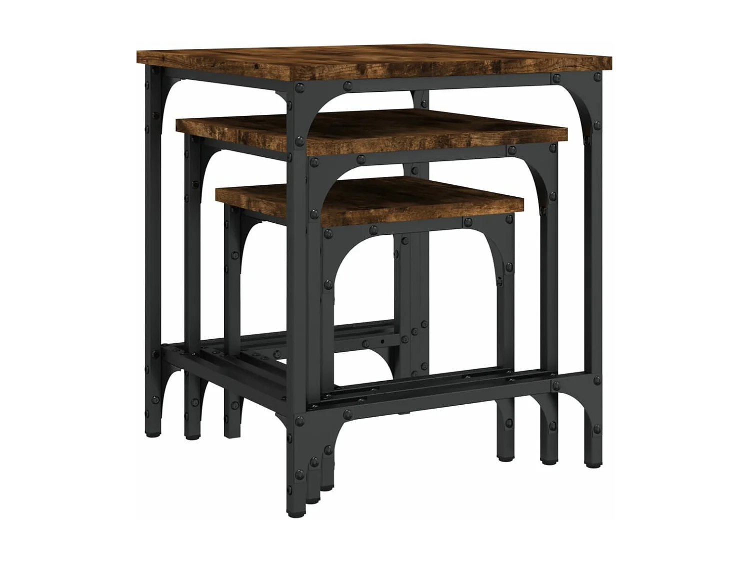 Tables basses gigognes 3 pcs chêne fumé bois d'ingénierie