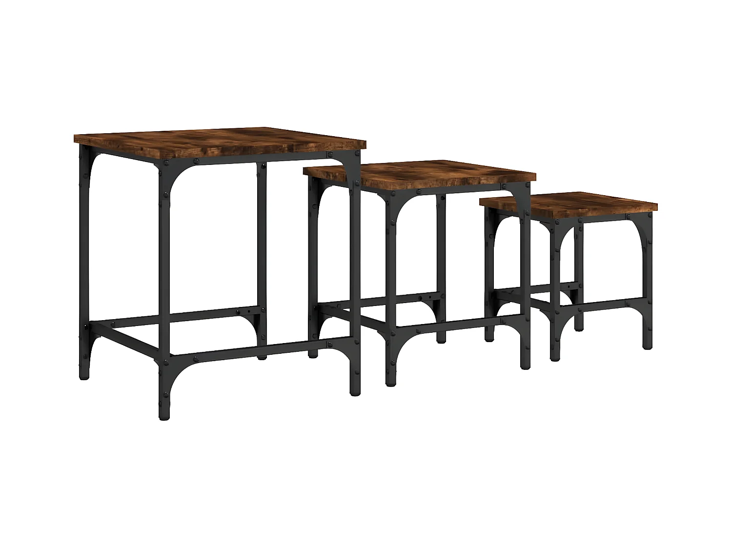 Tables basses gigognes 3 pcs chêne fumé bois d'ingénierie