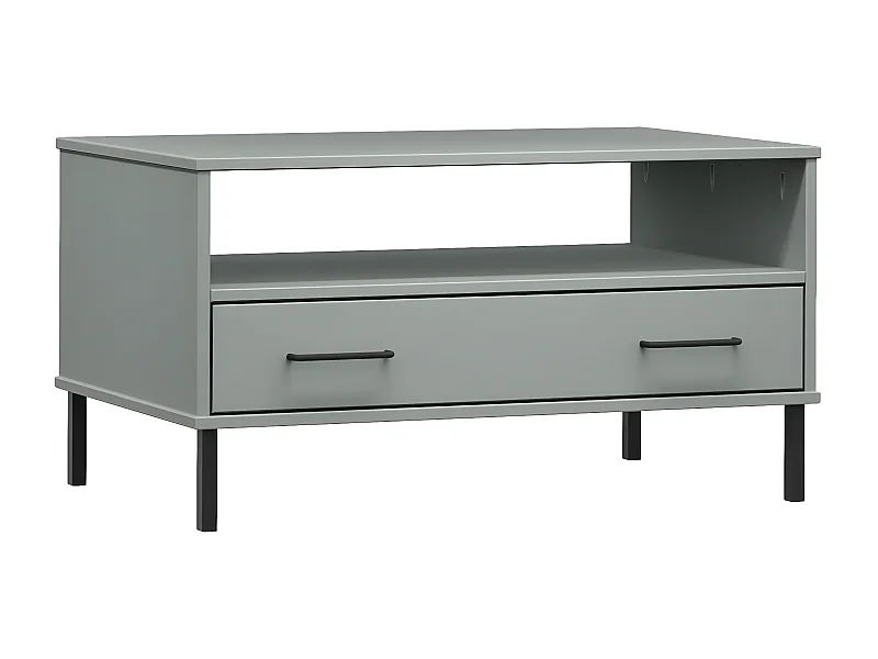 Table basse avec pieds en métal Gris 85x50x45 Bois OSLO