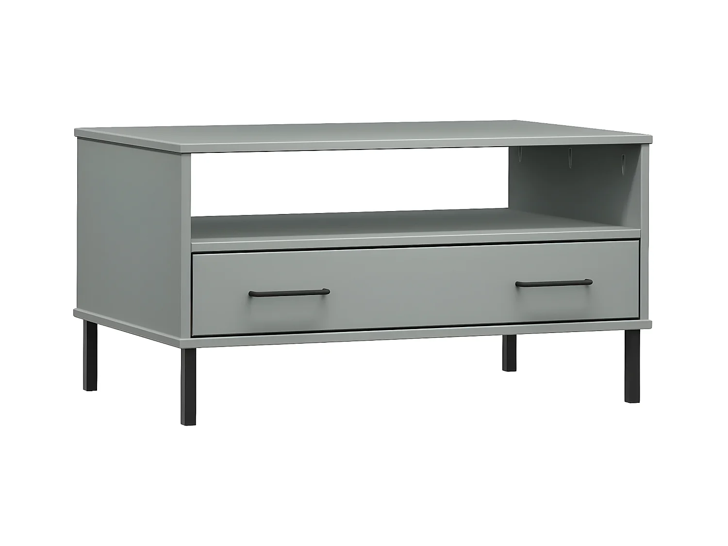 Table basse avec pieds en métal Gris 85x50x45 Bois OSLO