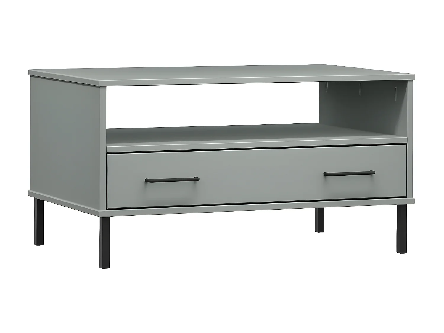 Table basse avec pieds en métal Gris 85x50x45 Bois OSLO