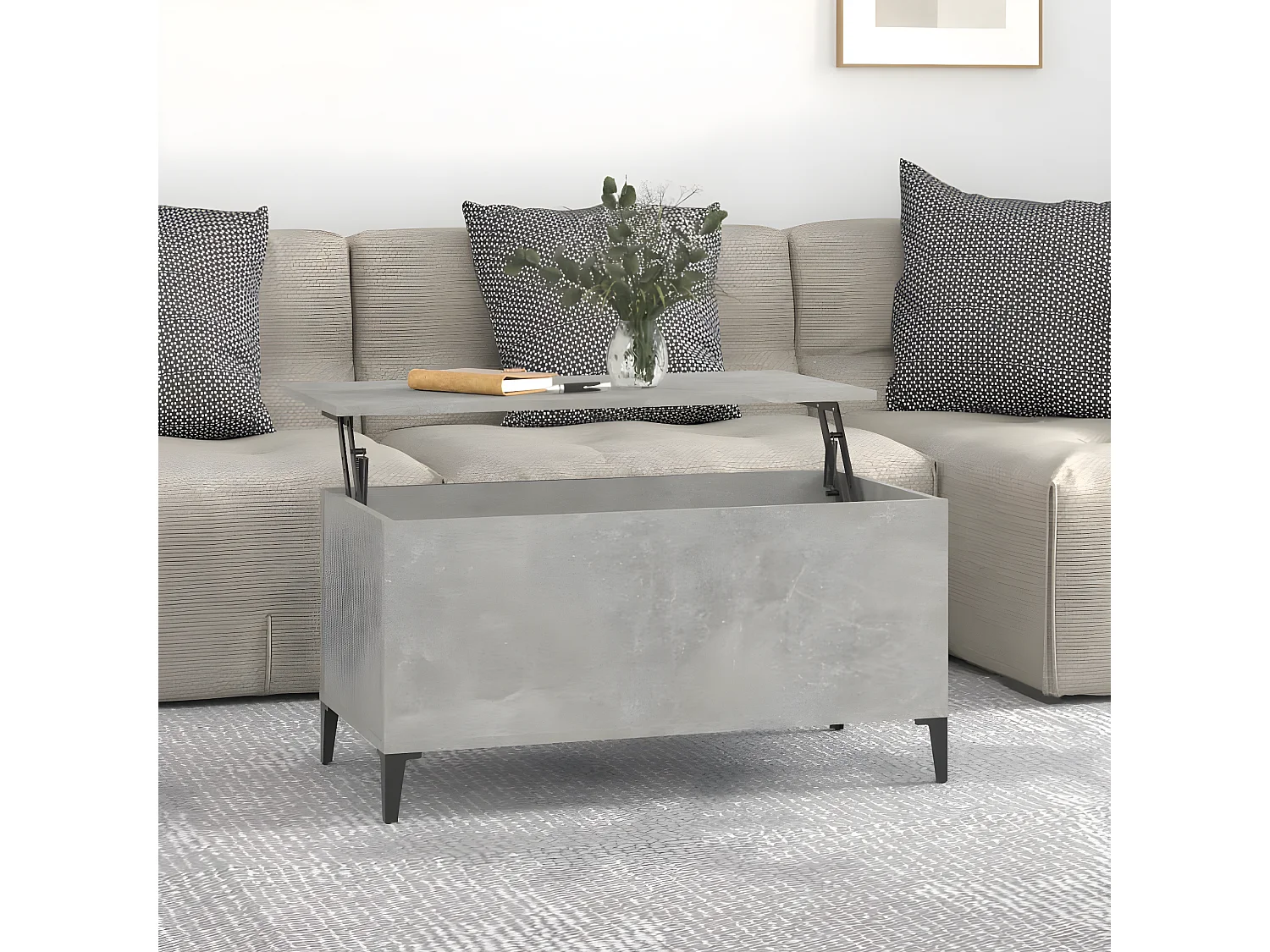 Table basse Gris béton 90x44,5x45 Bois d'ingénierie