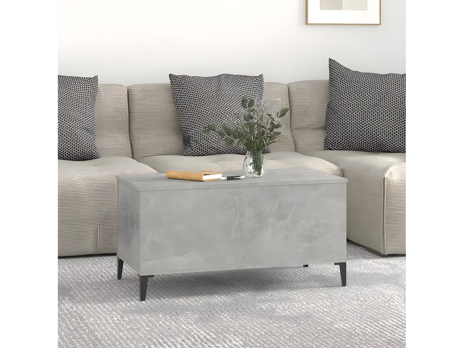 Table basse Gris béton 90x44,5x45 Bois d'ingénierie