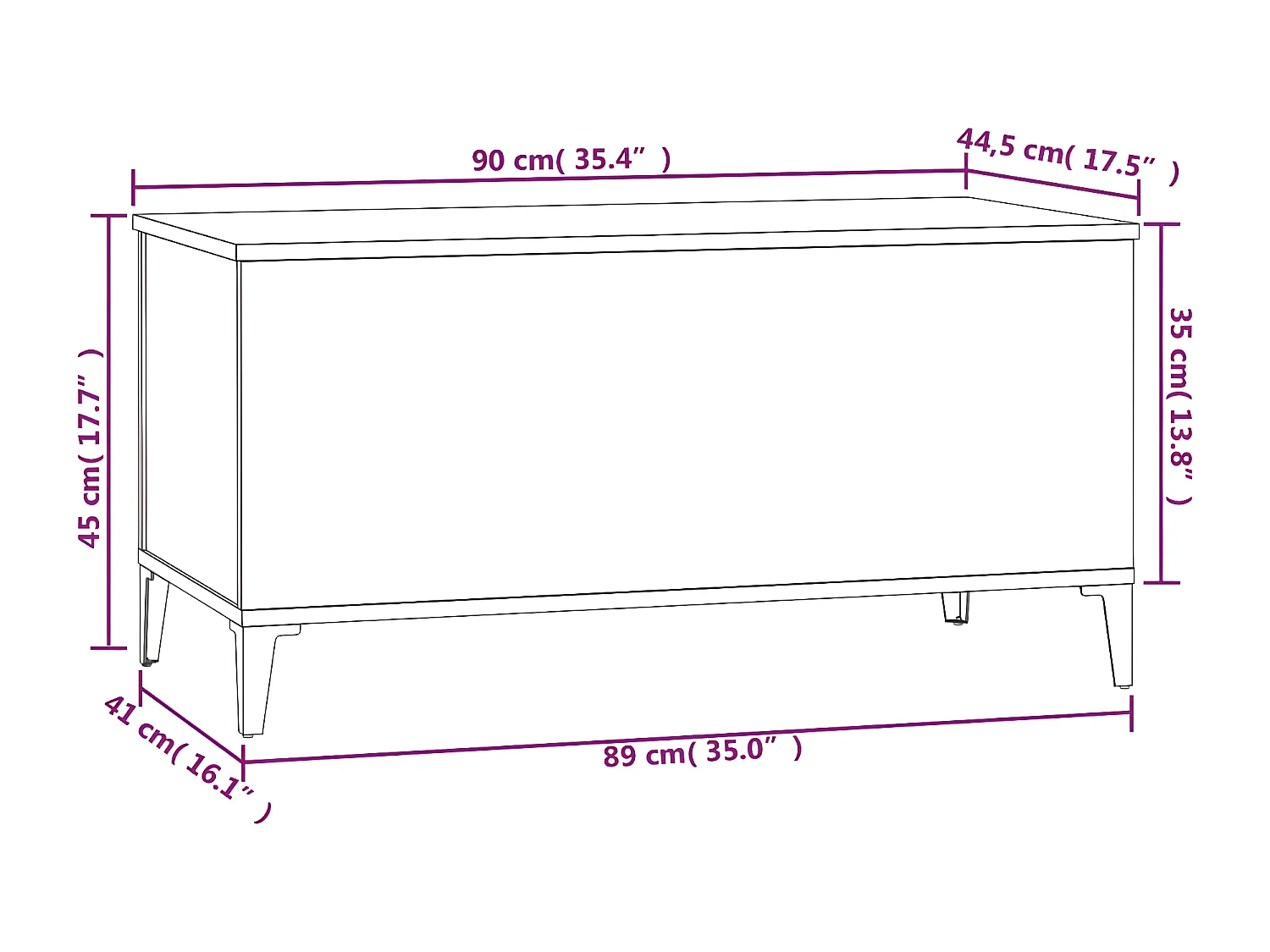Table basse Gris béton 90x44,5x45 Bois d'ingénierie