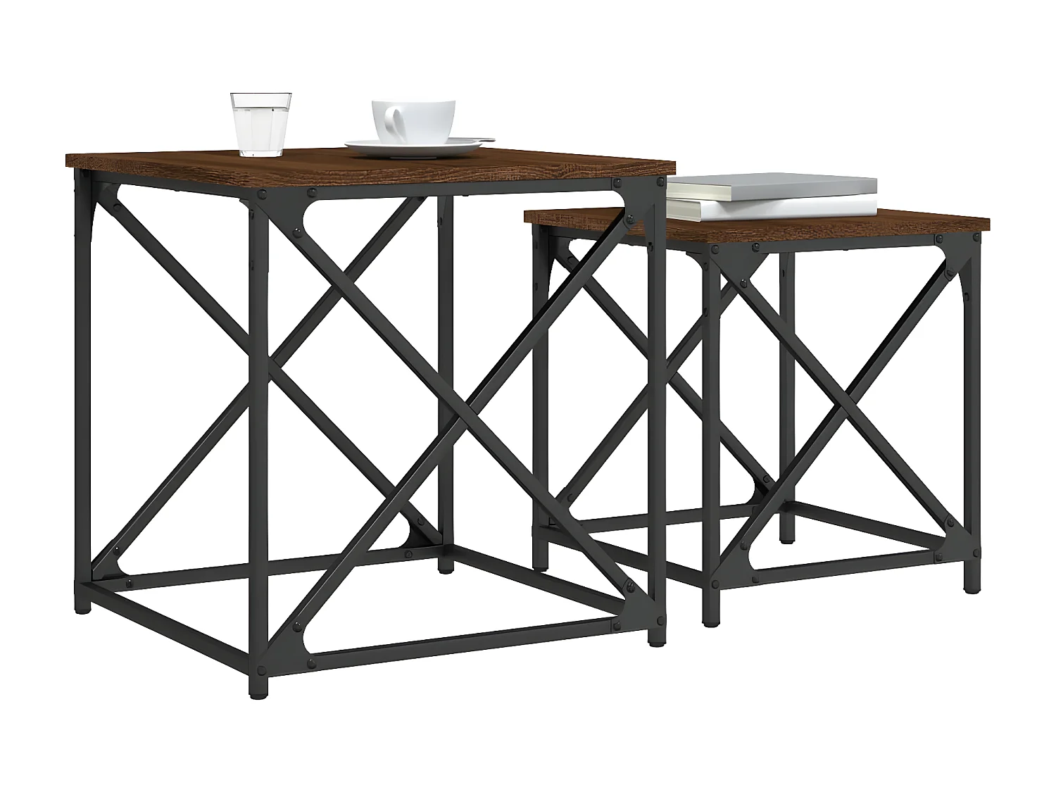 Tables basses gigognes 2 pcs chêne marron bois d'ingénierie