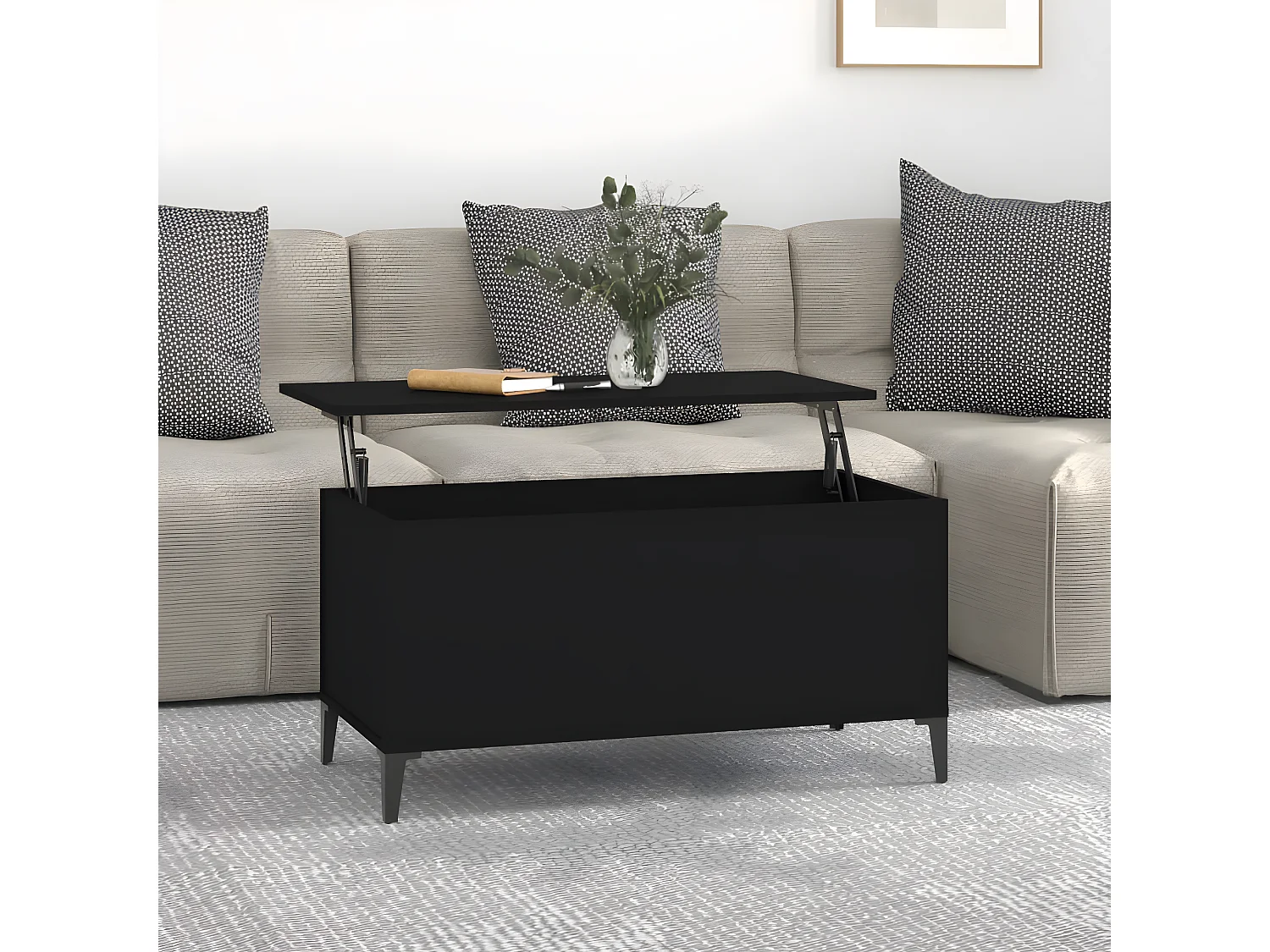 Table basse Noir 90x44,5x45 Bois d'ingénierie