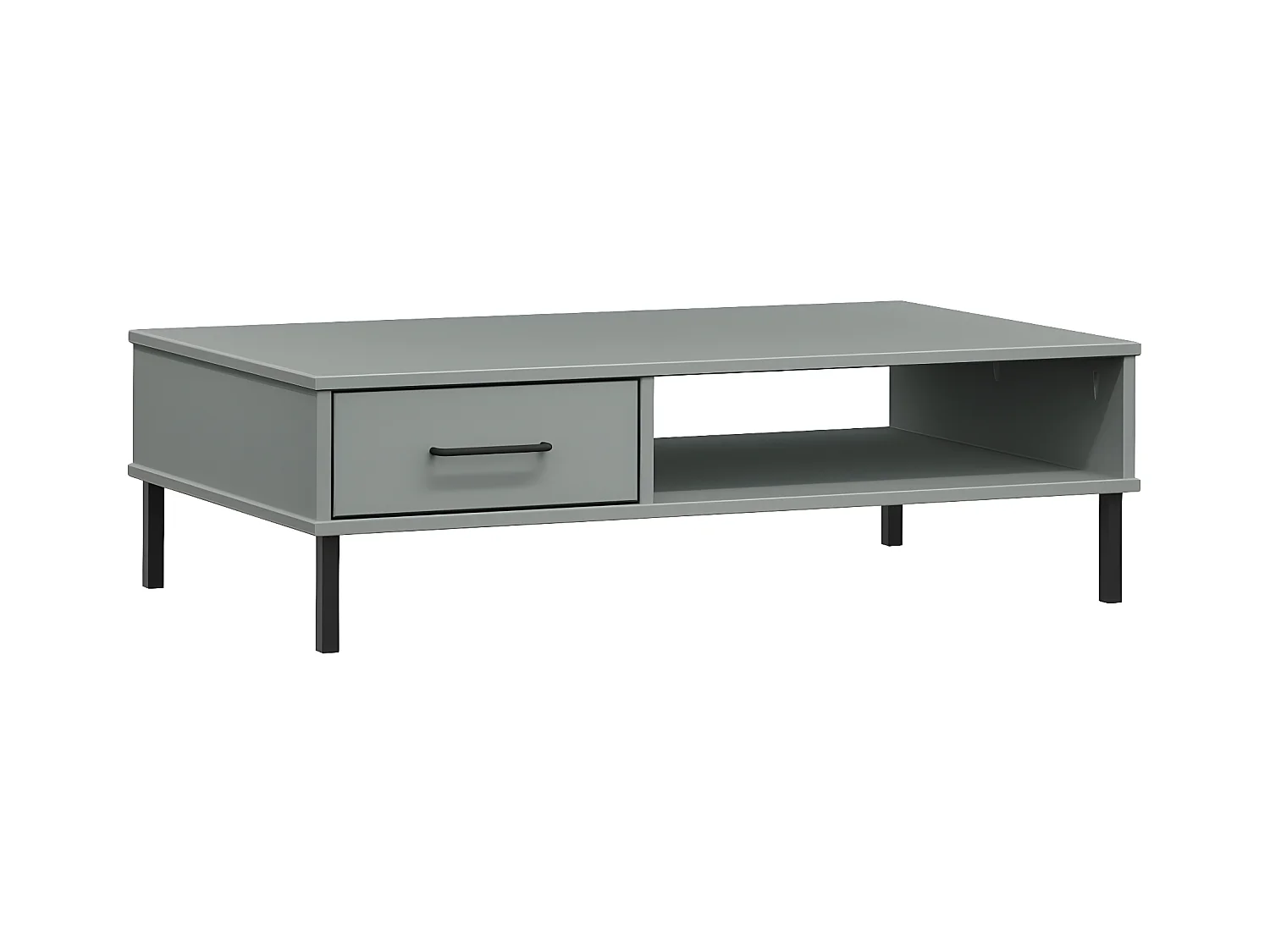 Table basse avec pieds en métal Gris Bois pin massif OSLO