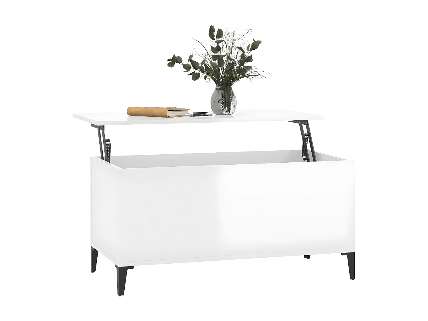 Table basse Blanc brillant 90x44,5x45 Bois d'ingénierie