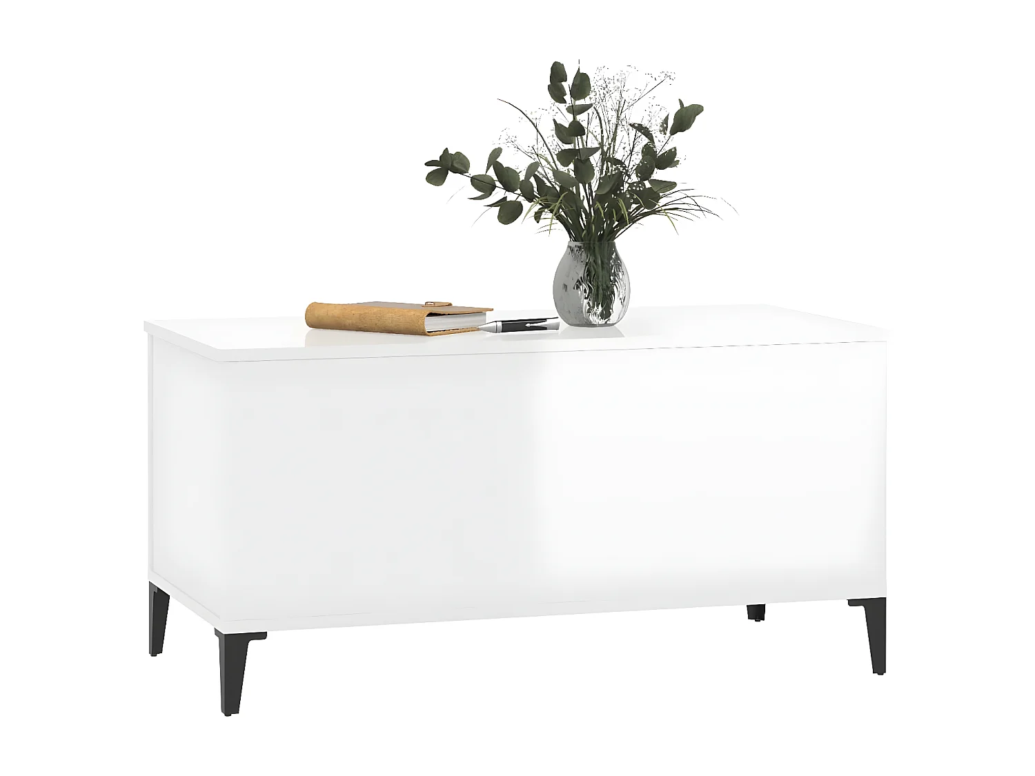 Table basse Blanc brillant 90x44,5x45 Bois d'ingénierie