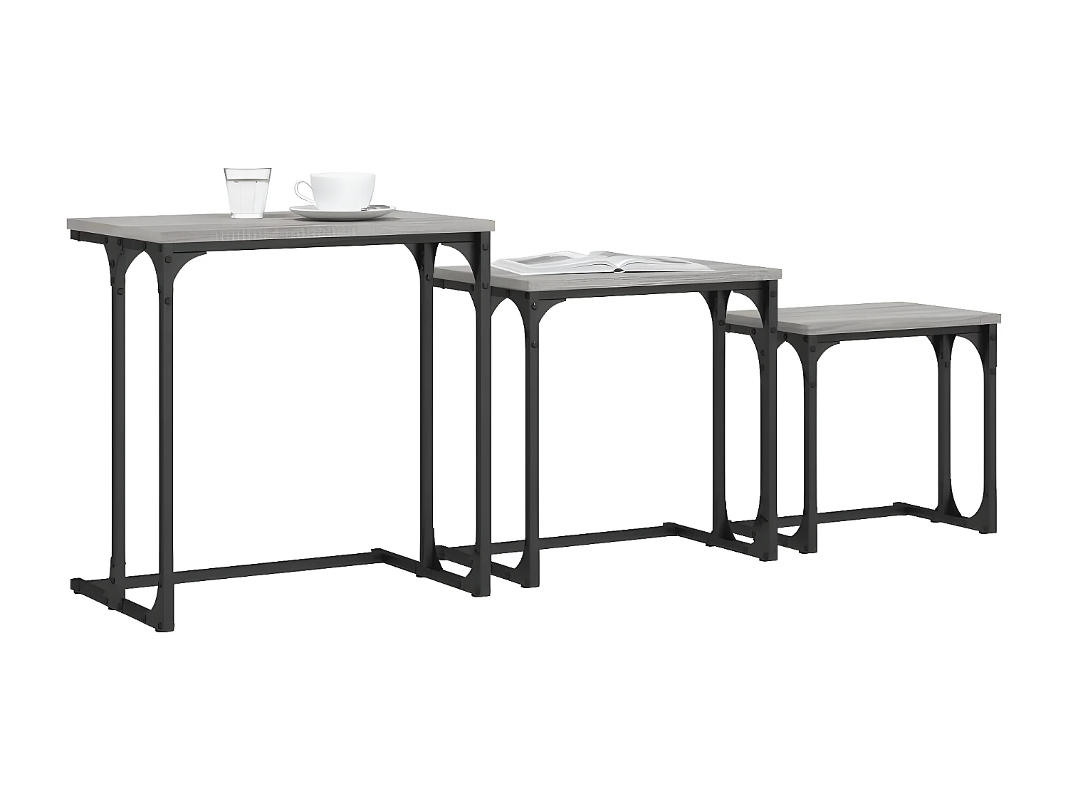 Tables basses gigognes 3 pcs sonoma gris bois d'ingénierie