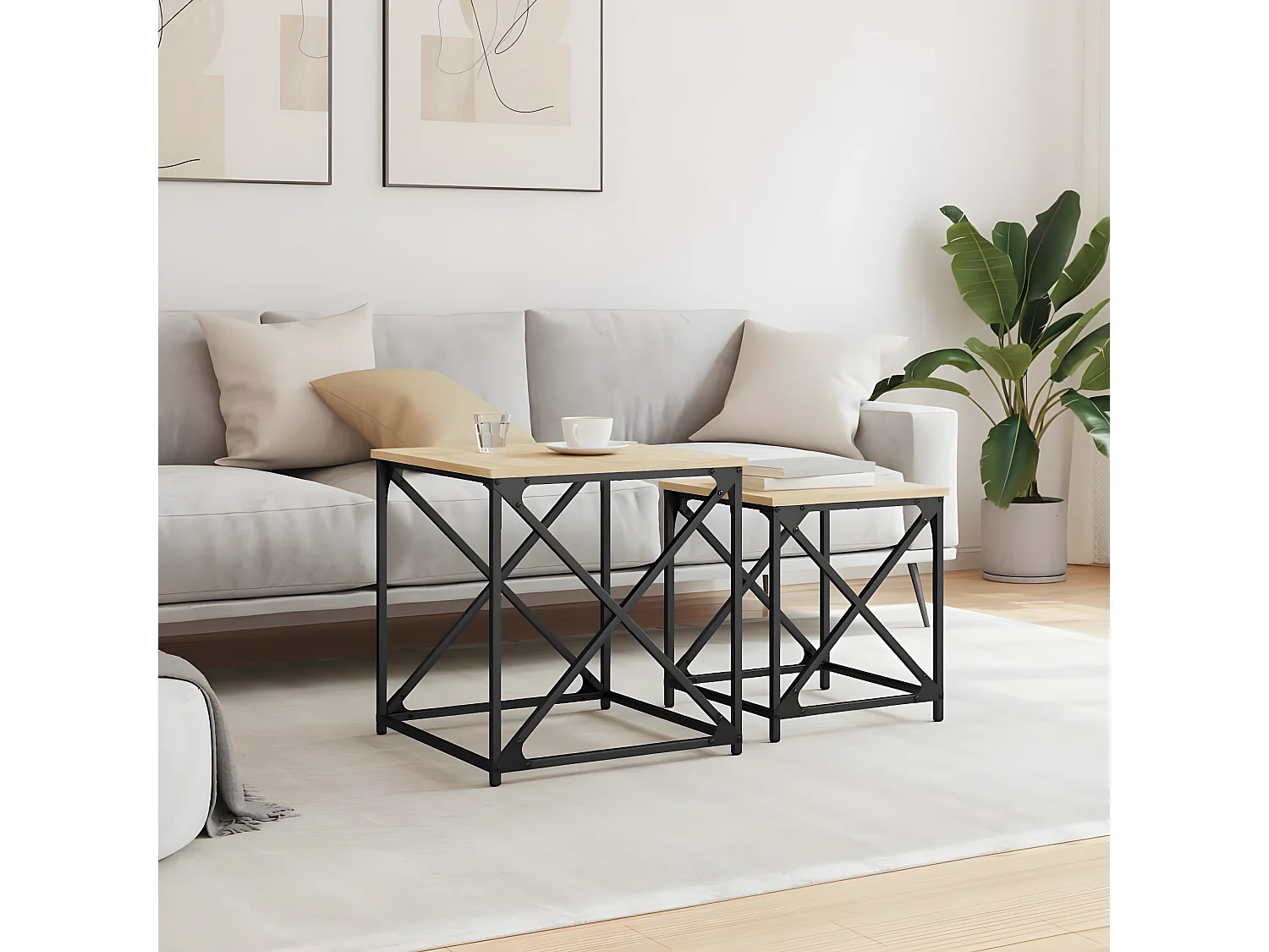 Tables basses gigognes 2 pcs chêne sonoma bois d'ingénierie