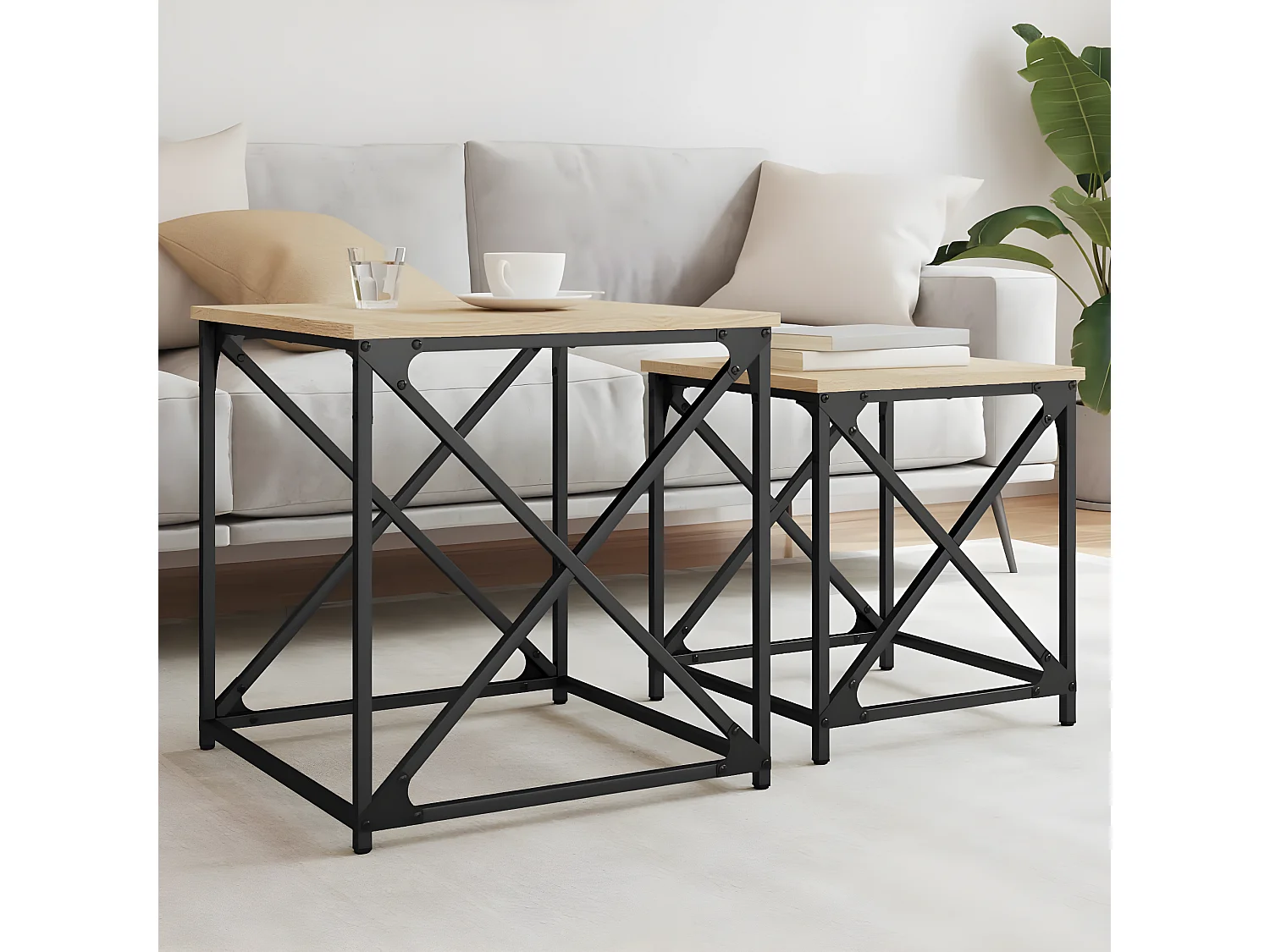 Tables basses gigognes 2 pcs chêne sonoma bois d'ingénierie