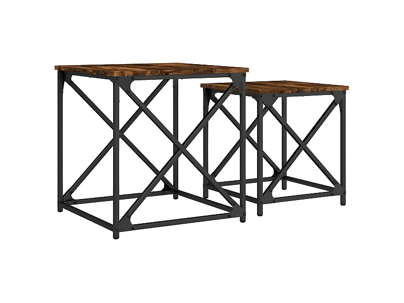 Tables basses gigognes 2 pcs chêne fumé bois d'ingénierie