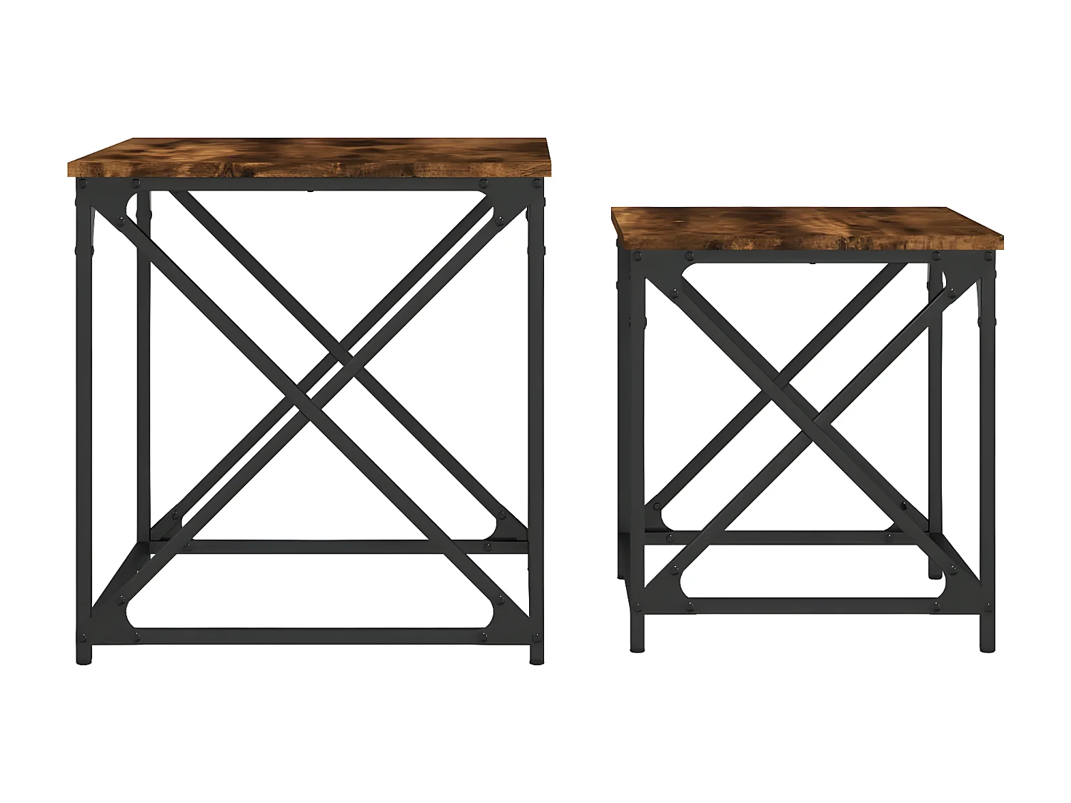 Tables basses gigognes 2 pcs chêne fumé bois d'ingénierie