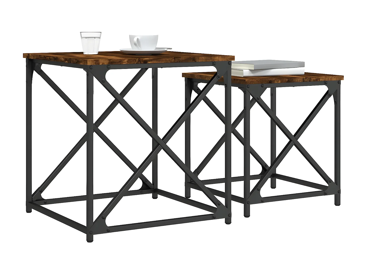 Tables basses gigognes 2 pcs chêne fumé bois d'ingénierie