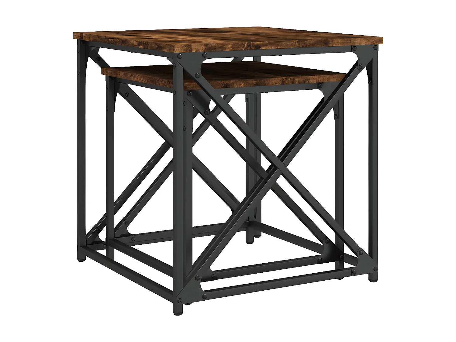 Tables basses gigognes 2 pcs chêne fumé bois d'ingénierie