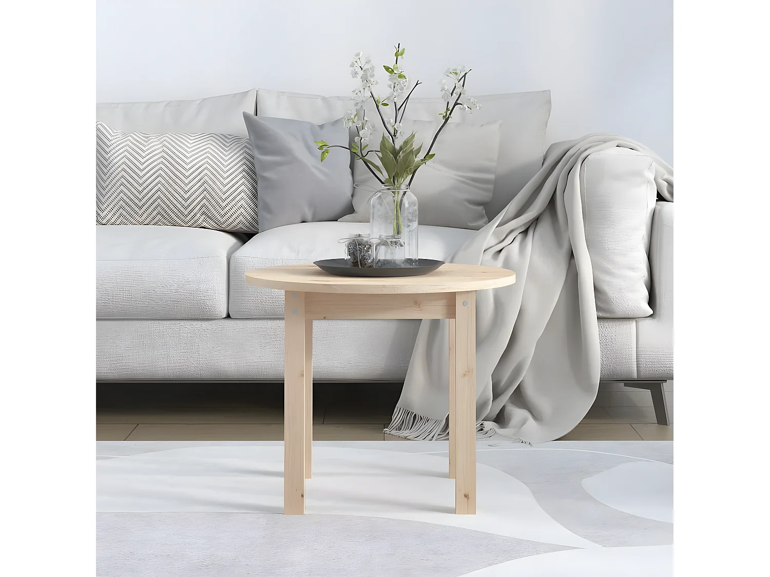 Table basse Ø 55x45 Bois massif de pin