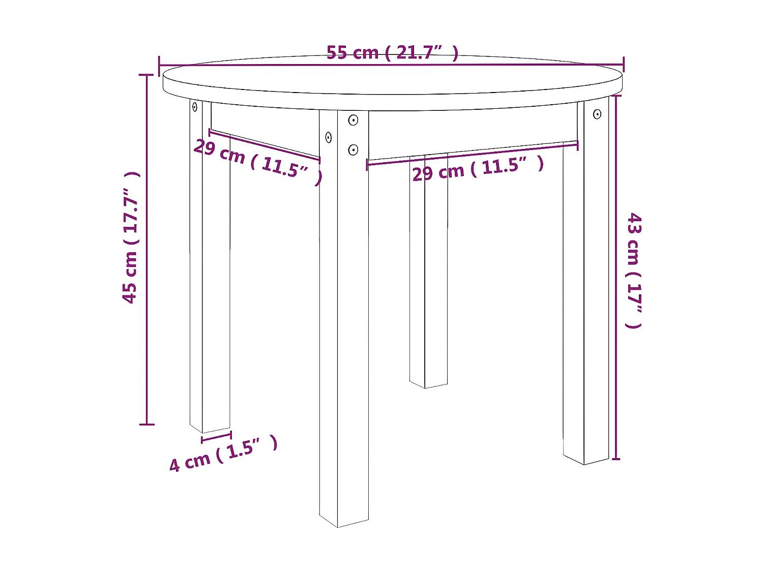 Table basse Ø 55x45 Bois massif de pin