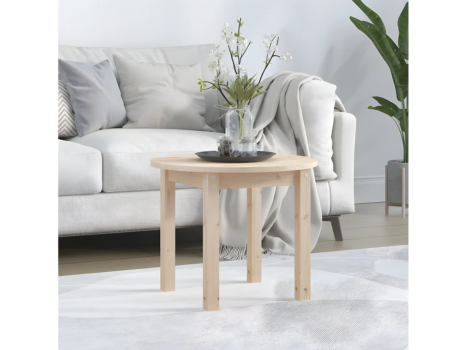 vidaXL Mesa de centro de madera maciza de pino Ø 55x45 cm Marrón