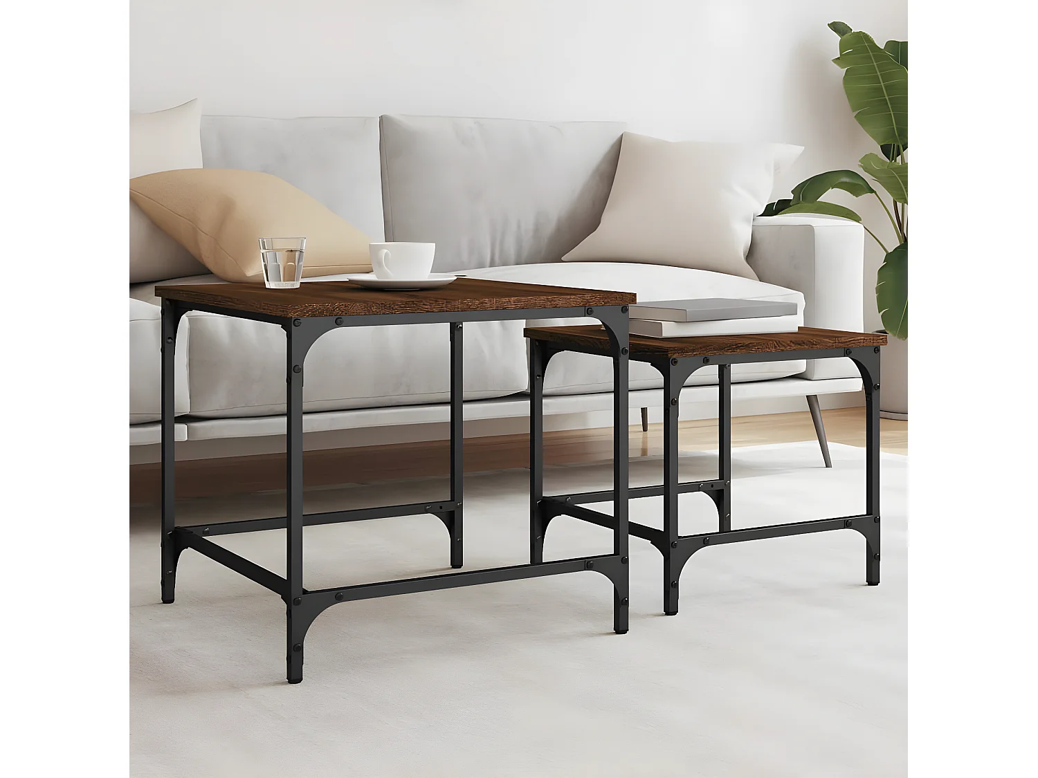 Tables basses gigognes 2 pcs chêne marron bois d'ingénierie