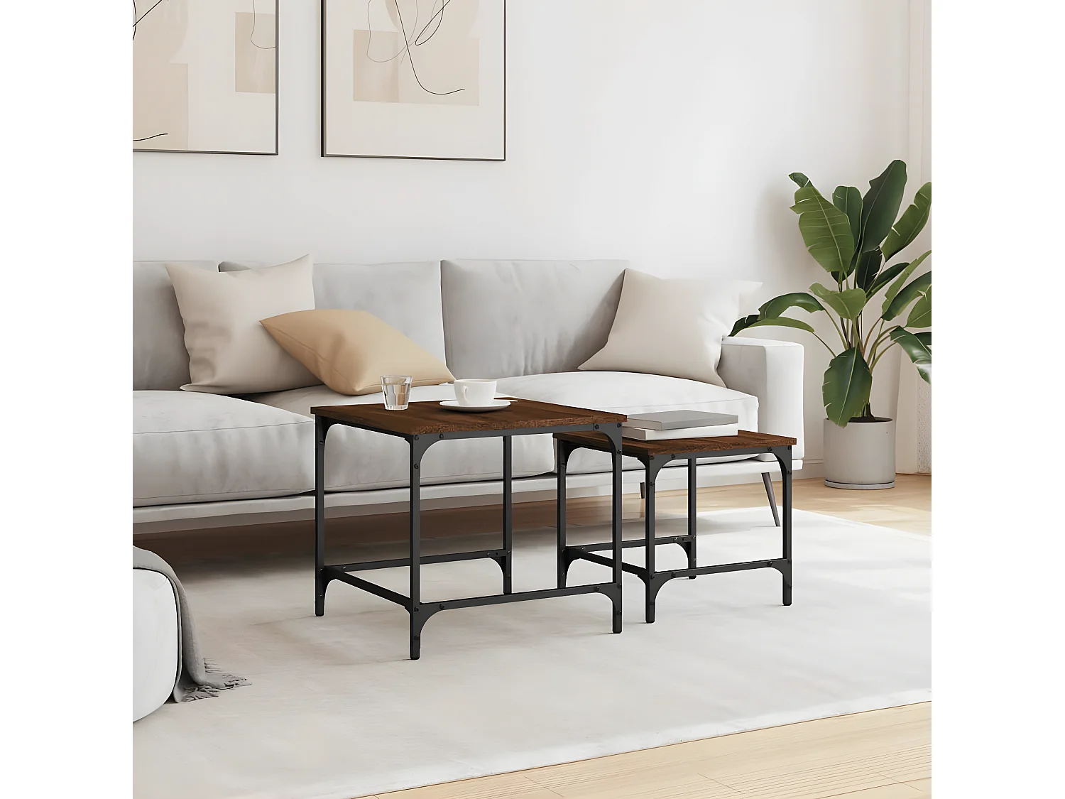 Tables basses gigognes 2 pcs chêne marron bois d'ingénierie