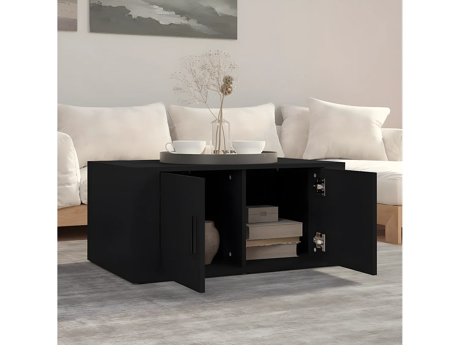 Table basse Noir 80x50x36 Bois d'ingénierie
