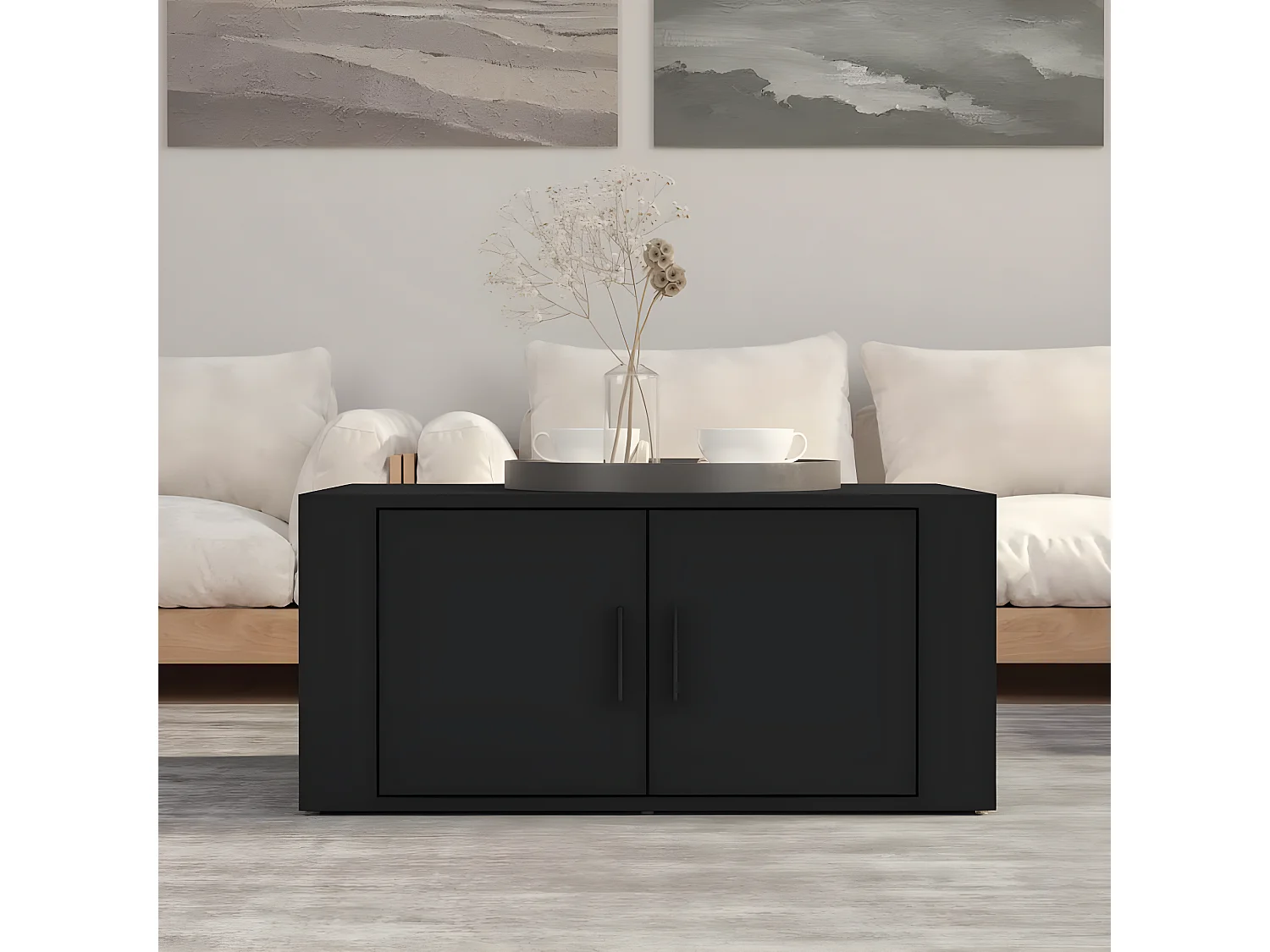 Table basse Noir 80x50x36 Bois d'ingénierie