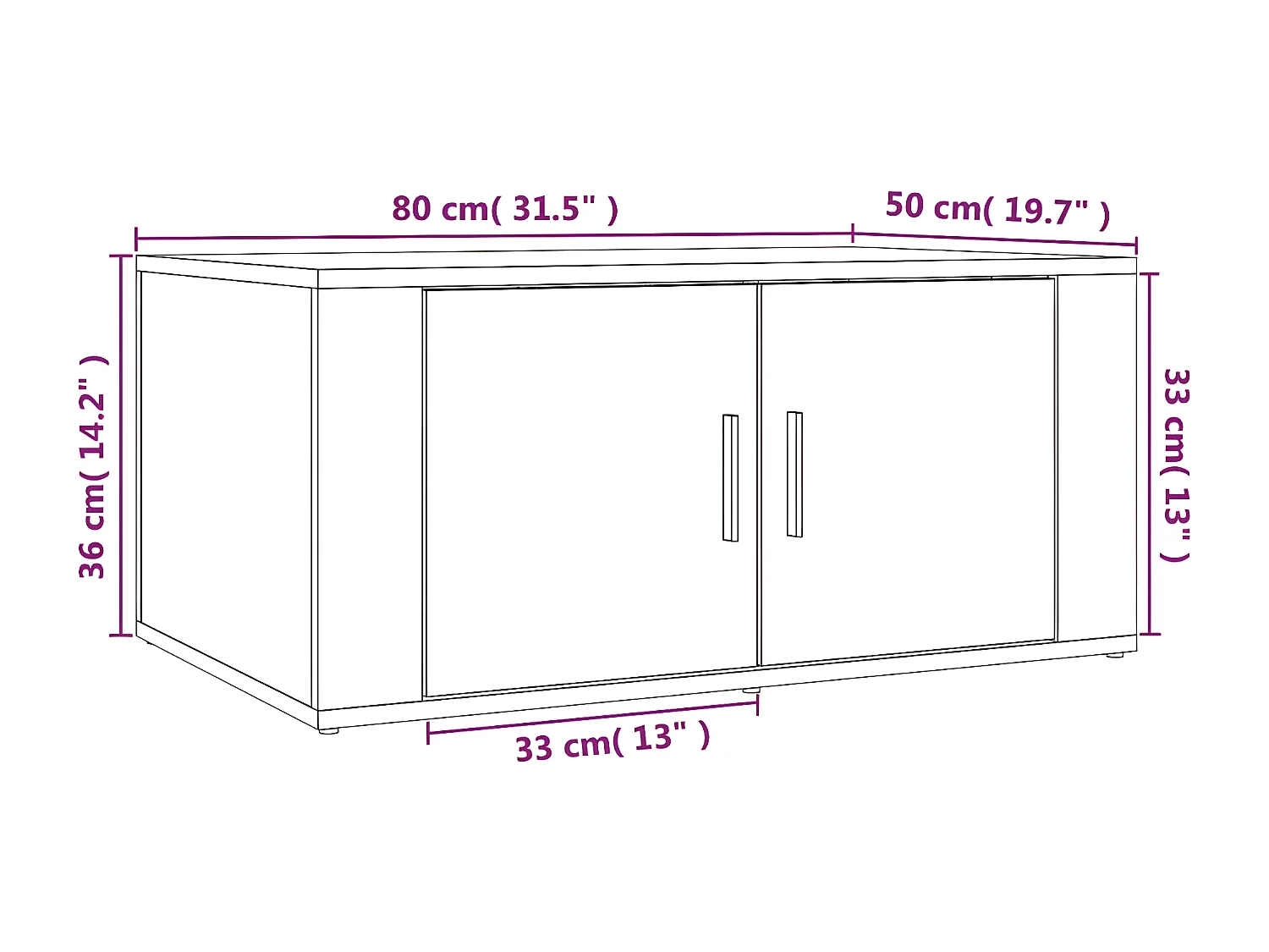 Table basse Noir 80x50x36 Bois d'ingénierie