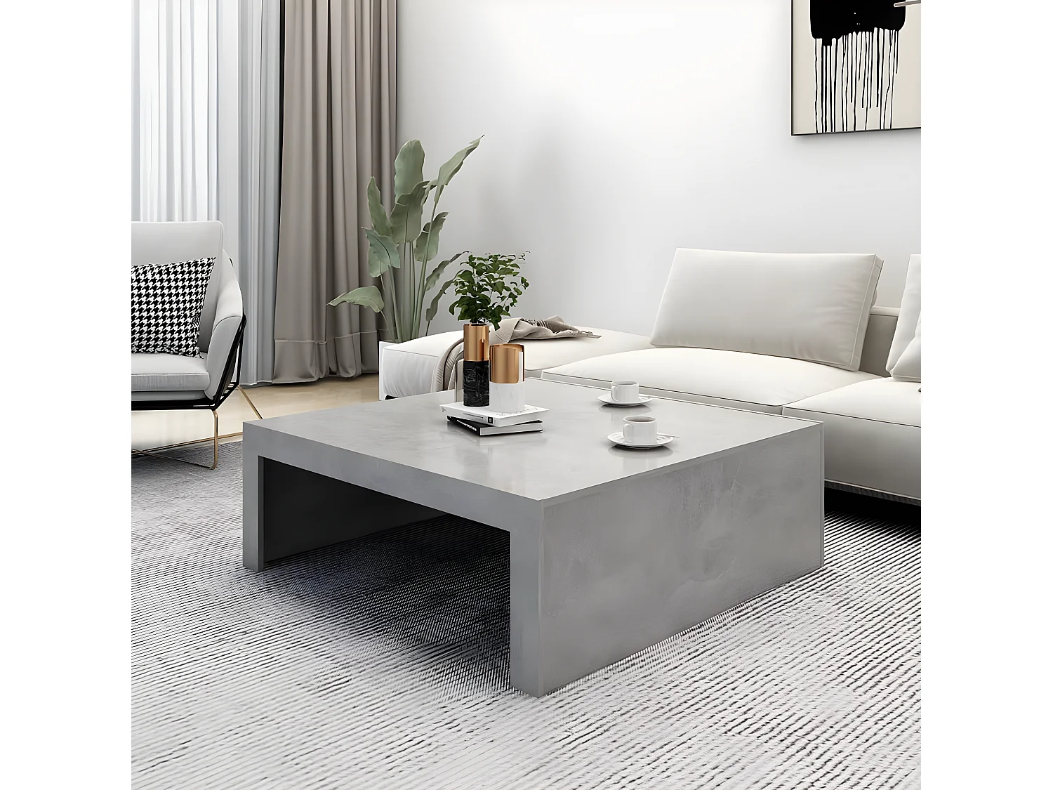 Table basse Gris béton 100x100x35 2