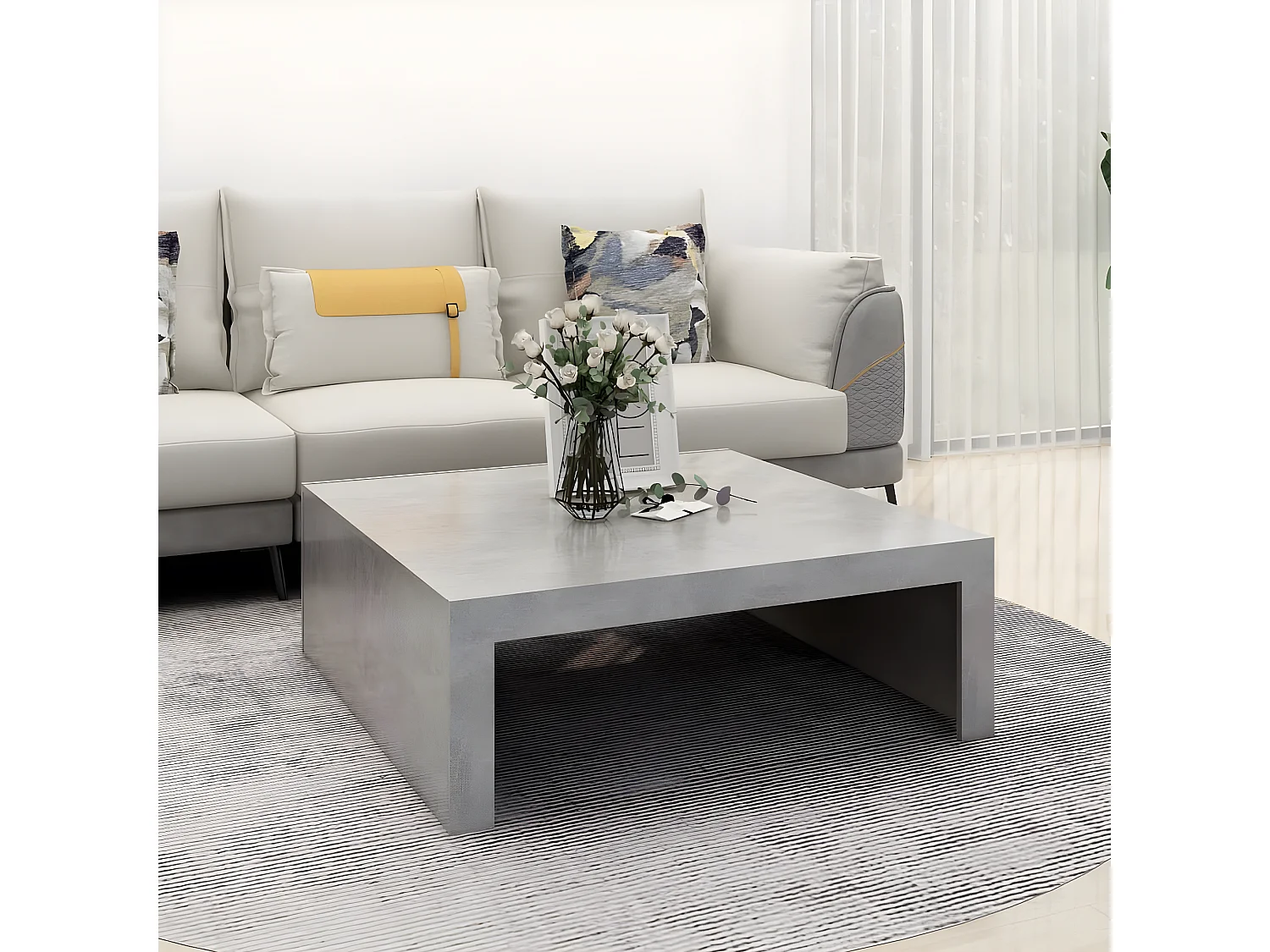 Table basse Gris béton 100x100x35 2