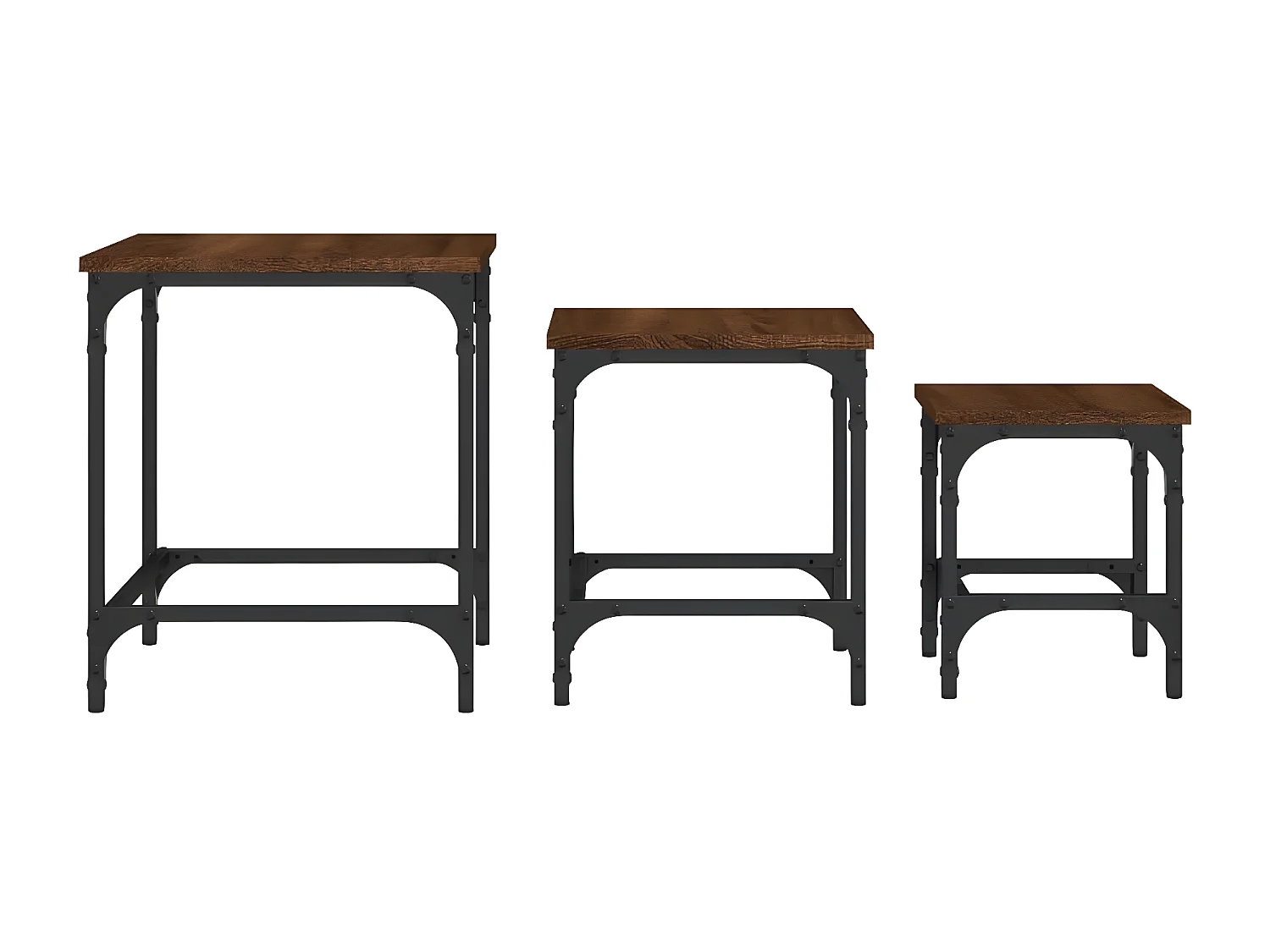 Tables basses gigognes 3 pcs chêne marron bois d'ingénierie